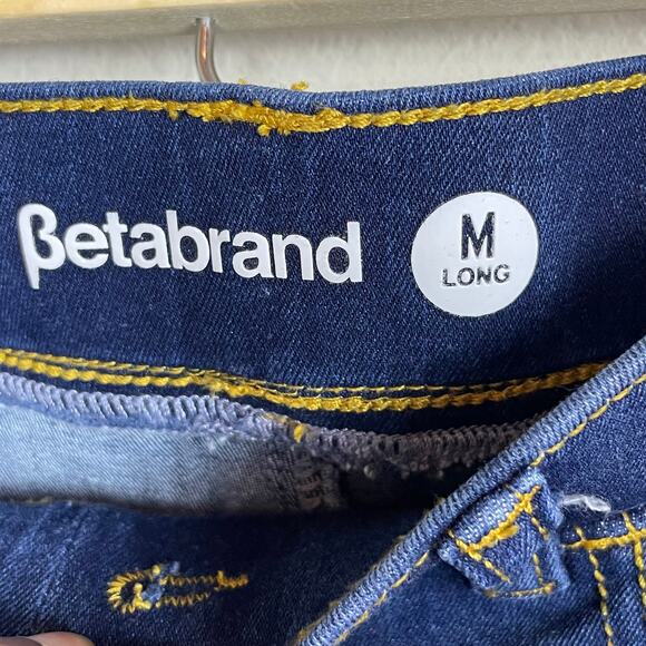 Betabrand Long M Pull-On Denim Pants Blue Stretch Straight Raw‎ Hem - Picture 6 of 8